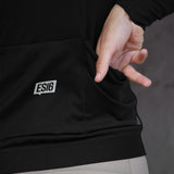 Thermische fleece fietsjersey. Zwart