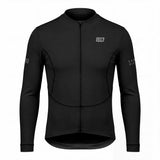 Thermische fleece fietsjersey. Zwart